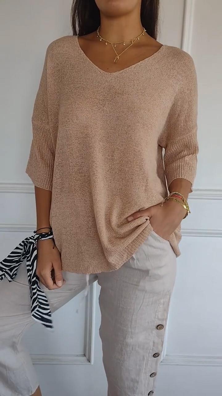 Willow™ | Unifarbenes Stricktop mit V-Ausschnitt | 50% RABATT TEMPORÄR - MODLIA